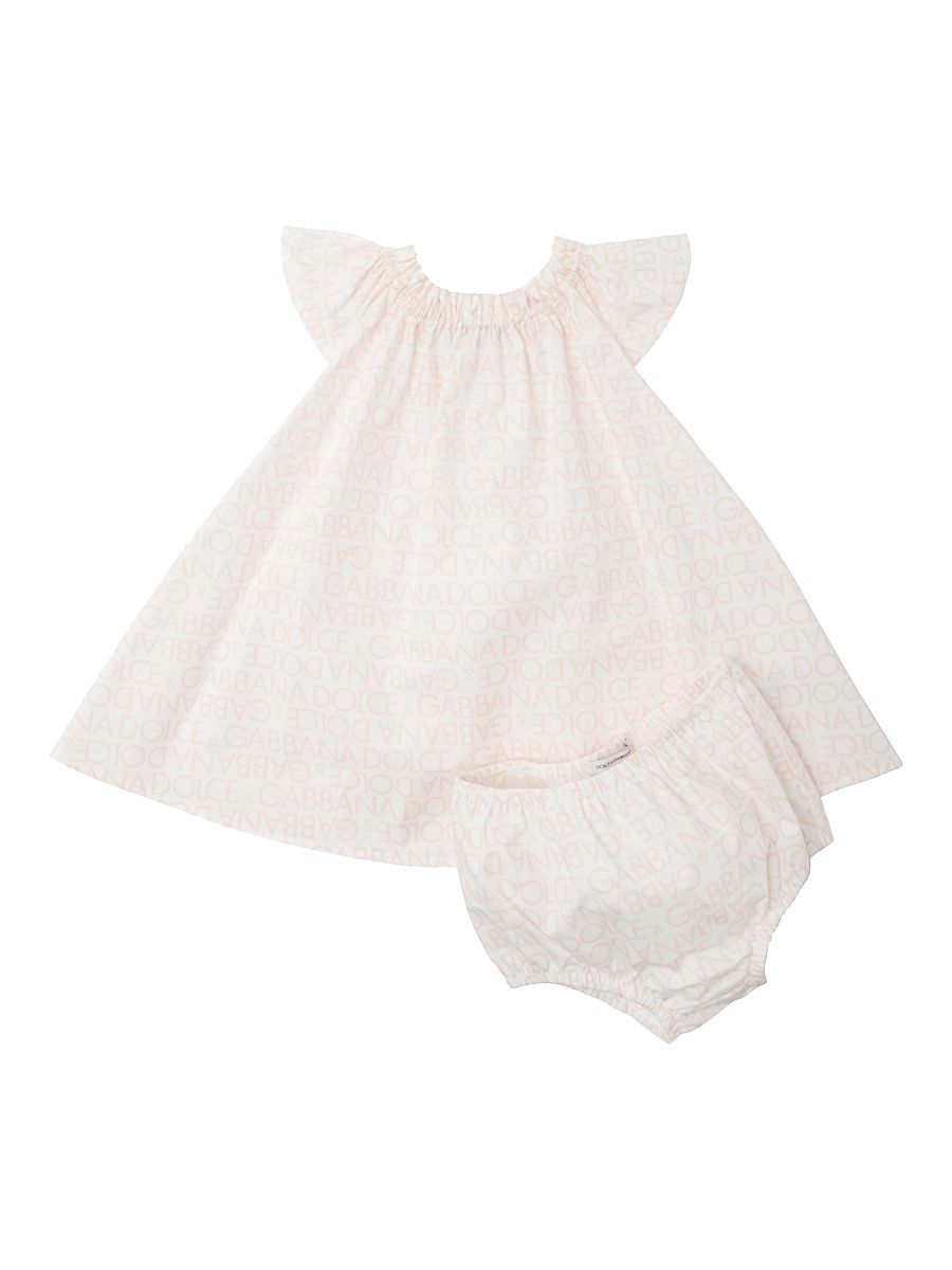 Baby Girl's Logo Print Dress & Bloomers Set - Logo Rose - Size 18 Months