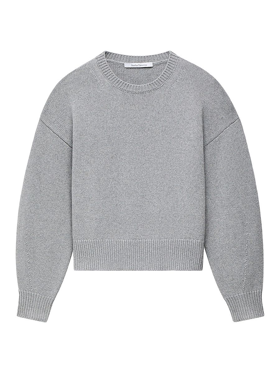 Women's Cashmere Knit Sweatshirt - Heather Grey - Size Large