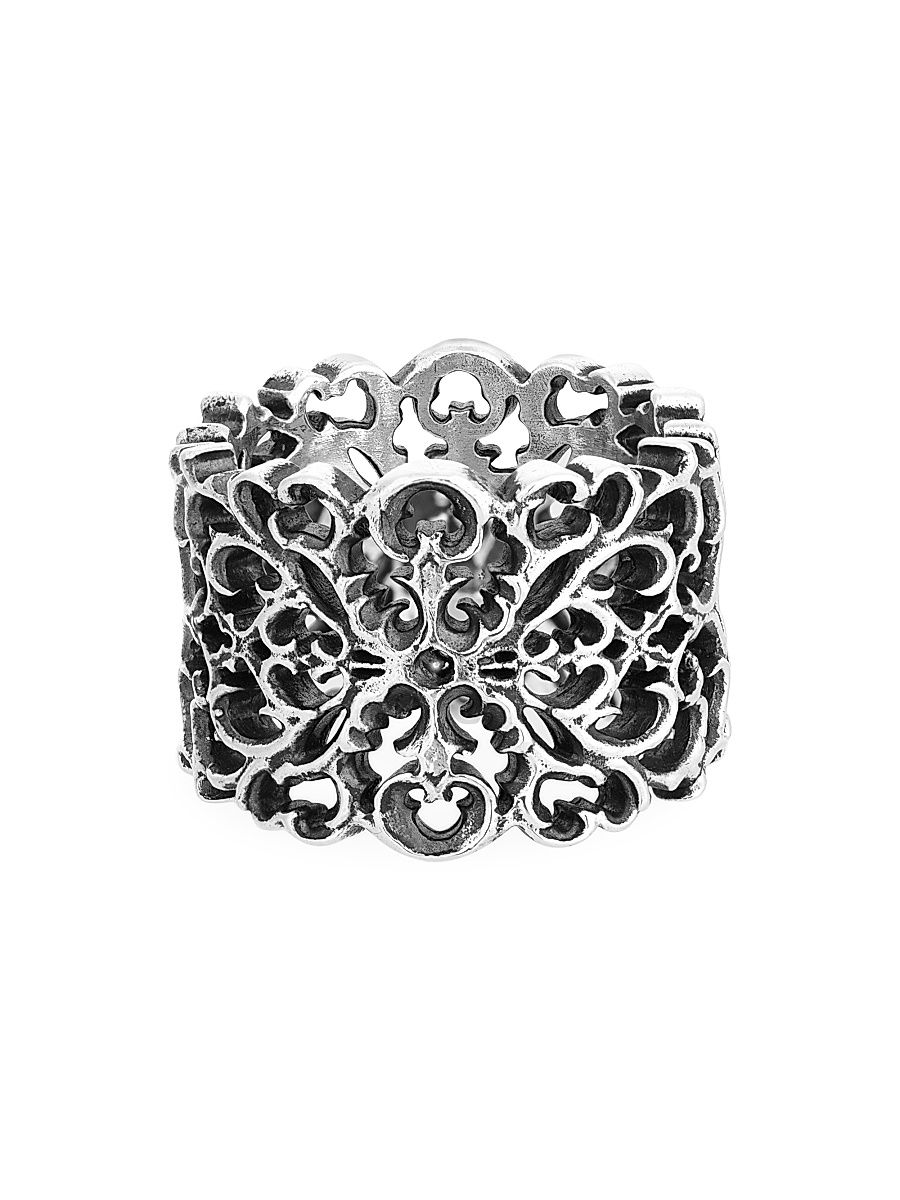 Men's Gothic Sterling Silver Band - Grey - Size 10