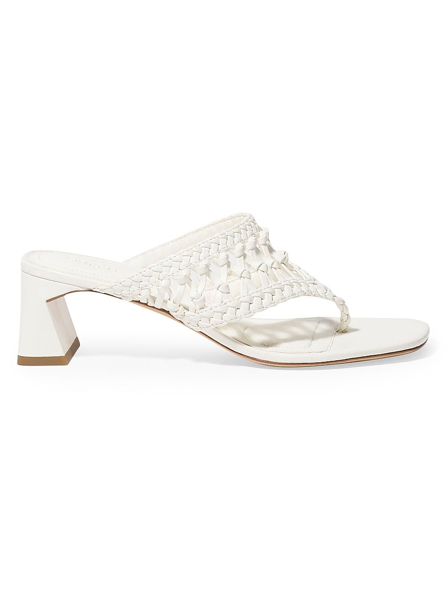 Women's Alia 50MM Open Weave Block Heel Sandals - Ivory - Size 10