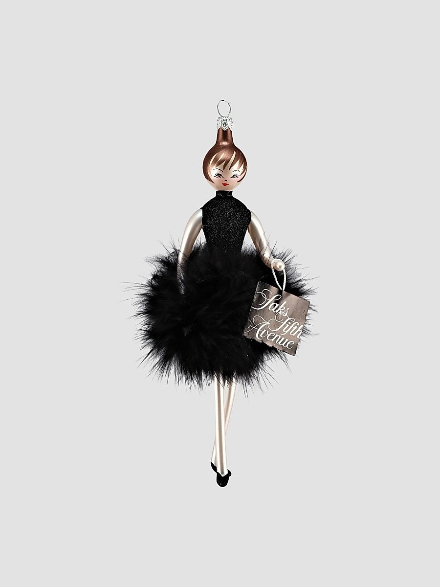 Soffieria De Carlini Lady in a Black Feather Skirt Ornament