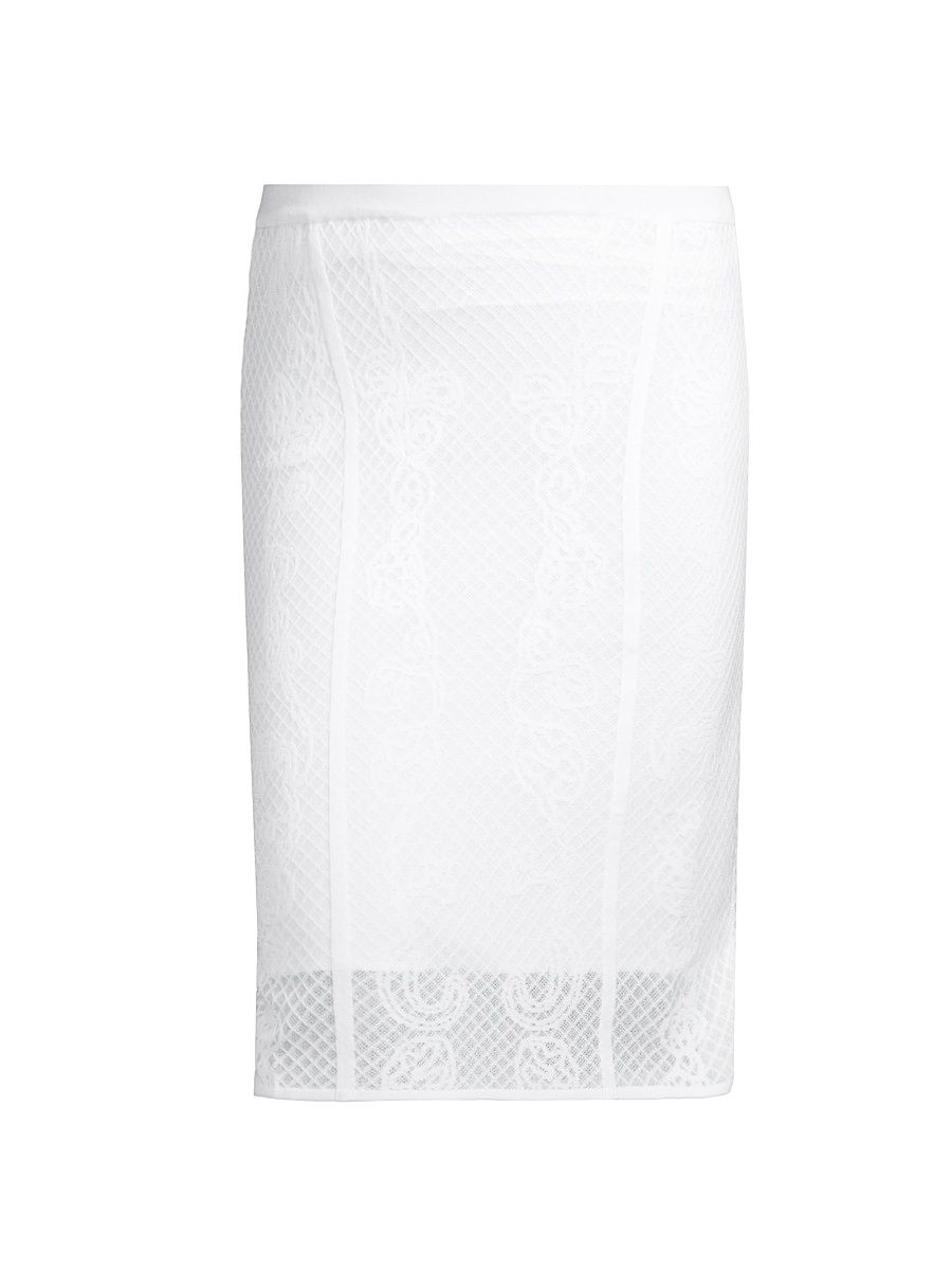 Women's Jacquard Knit Pencil Skirt - White - Size 28
