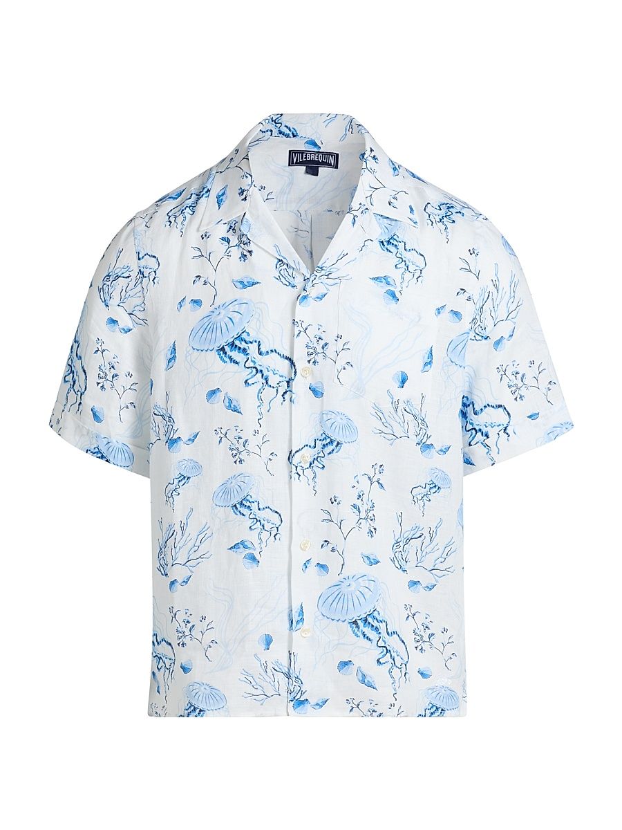 Men's Medusa & Shells Linen Camp Shirt - Blanc - Size XL