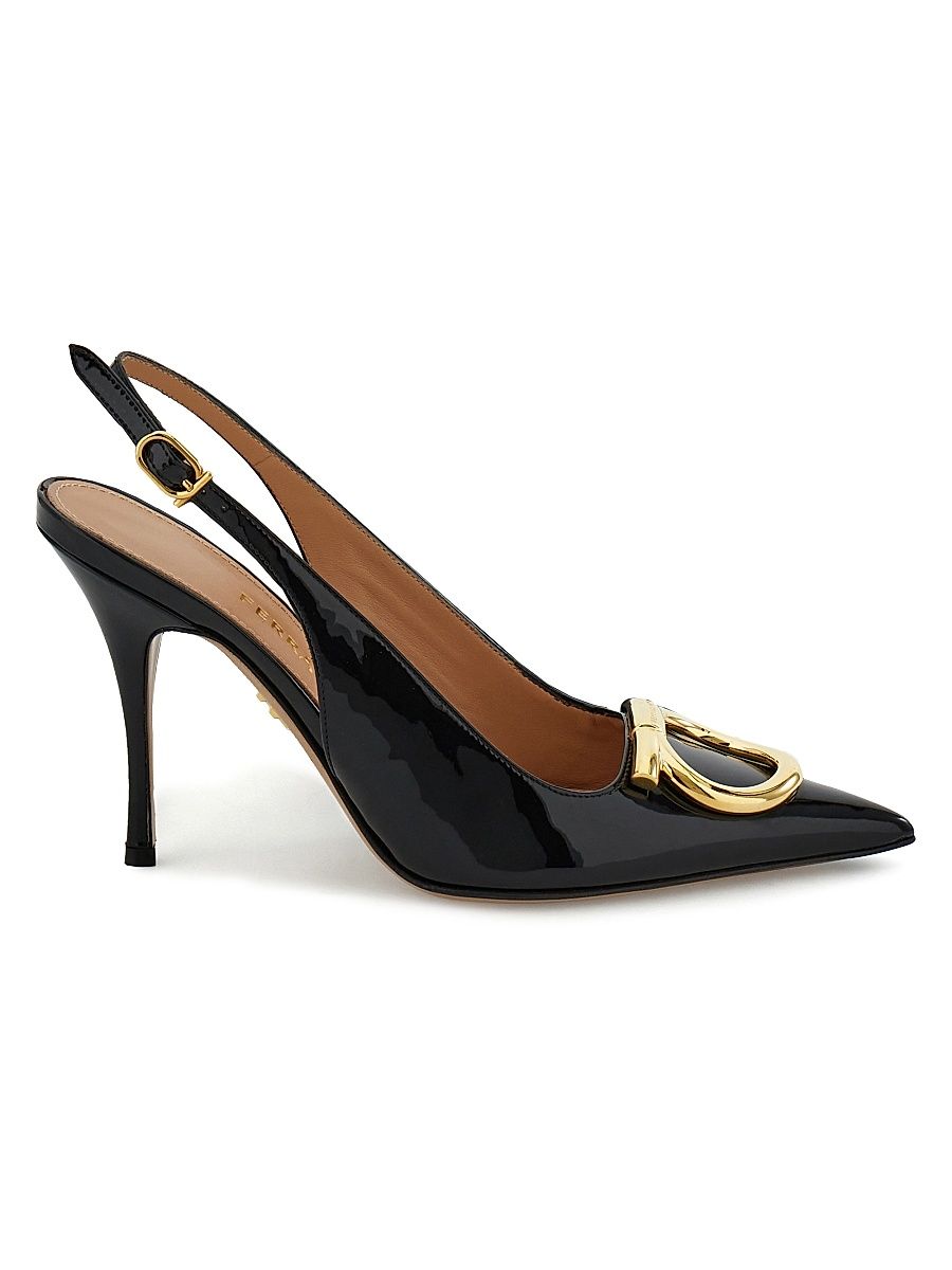 Women's Sara 95MM Leather Slingback Pumps - Nero - Size 11