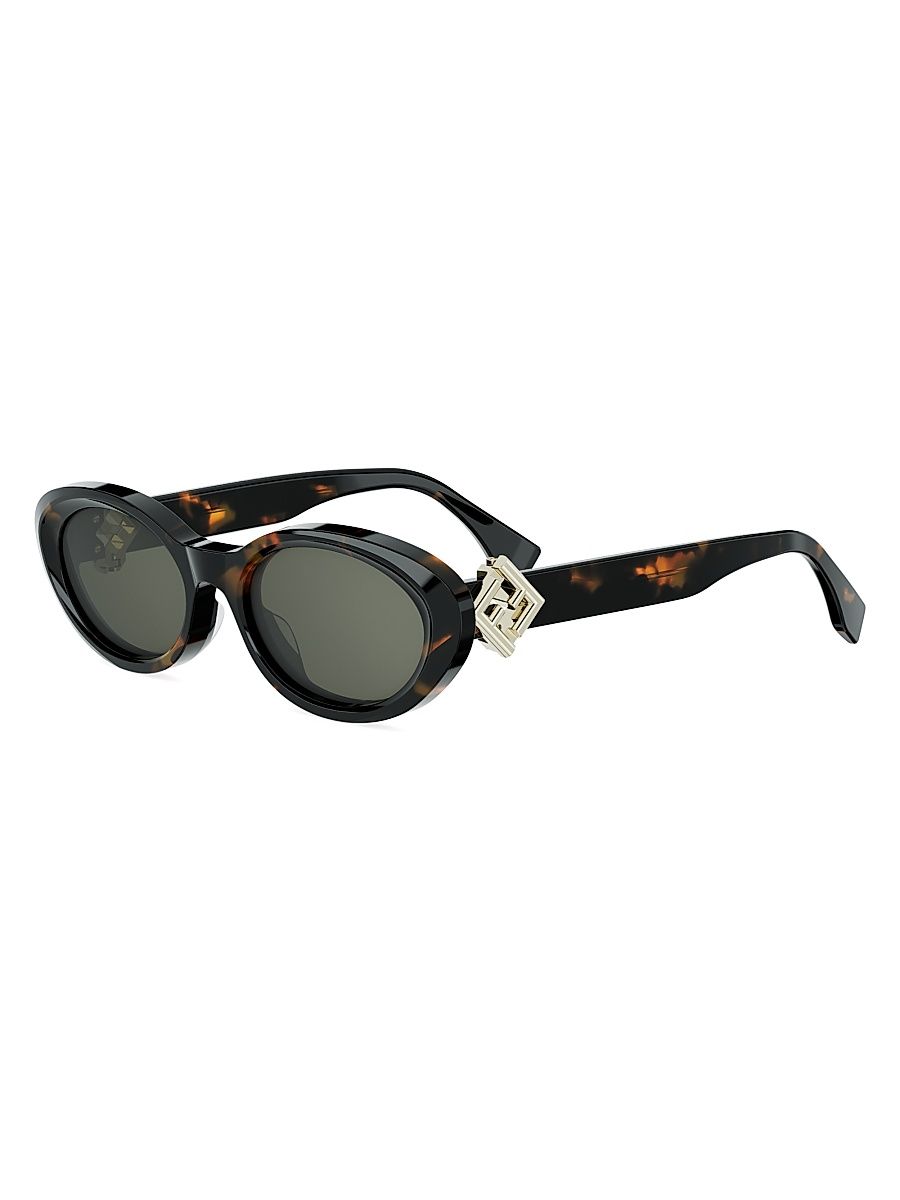 Women's FF Diamonds 53MM Oval Sunglasses - Dark Havana And Green