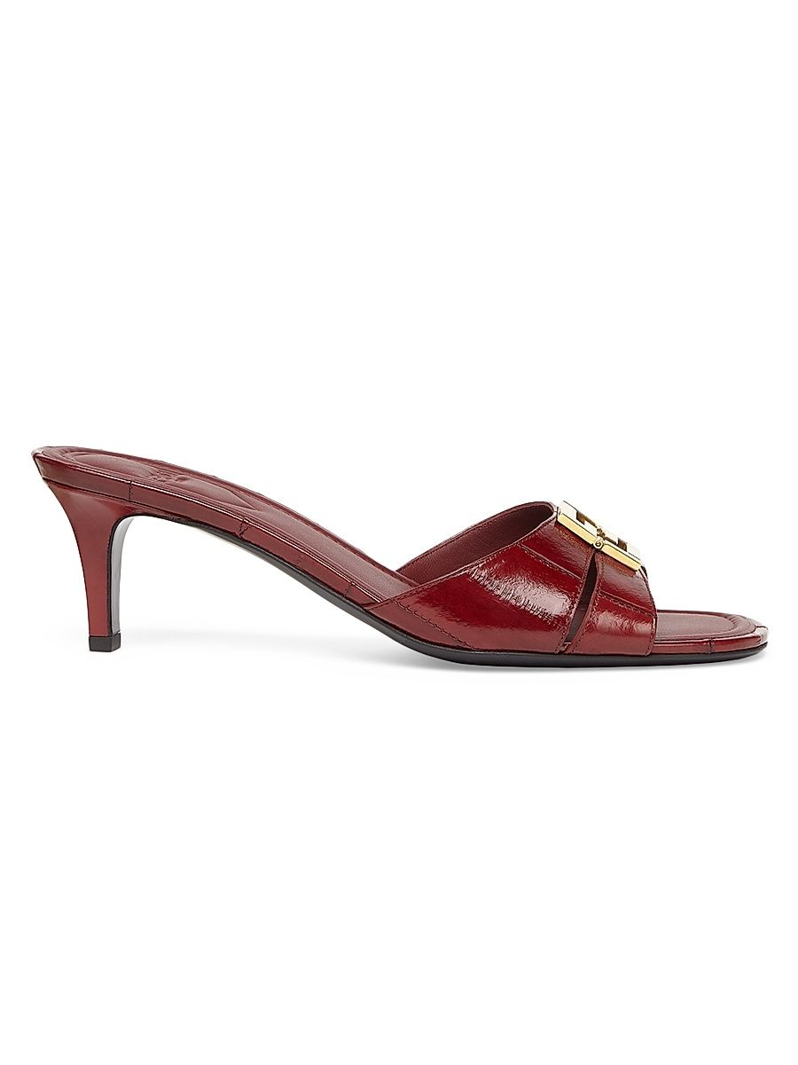 Women's Fold 55MM Eel Skin Mules - Wine - Size 11