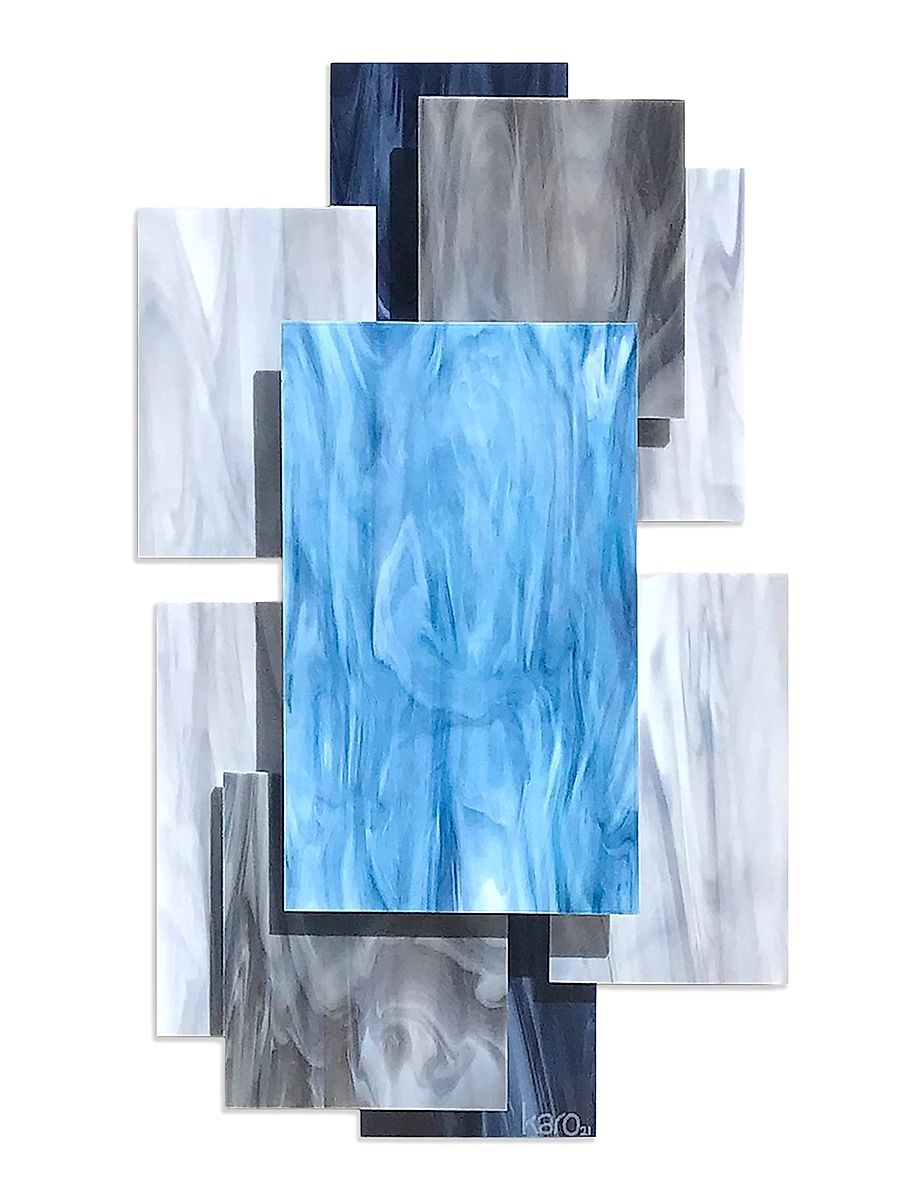 Vertex Glass & Metal Wall Sculpture - Blue