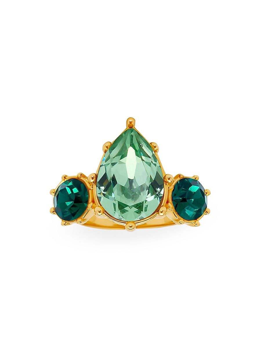 Women's Goldtone & Glass Crystal Ring - Peridot - Size 7