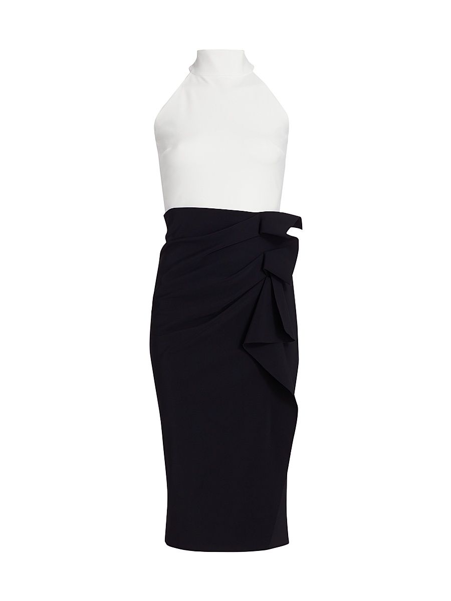 Women's Amenadiel Bic Halter Dress - White Black - Size 16