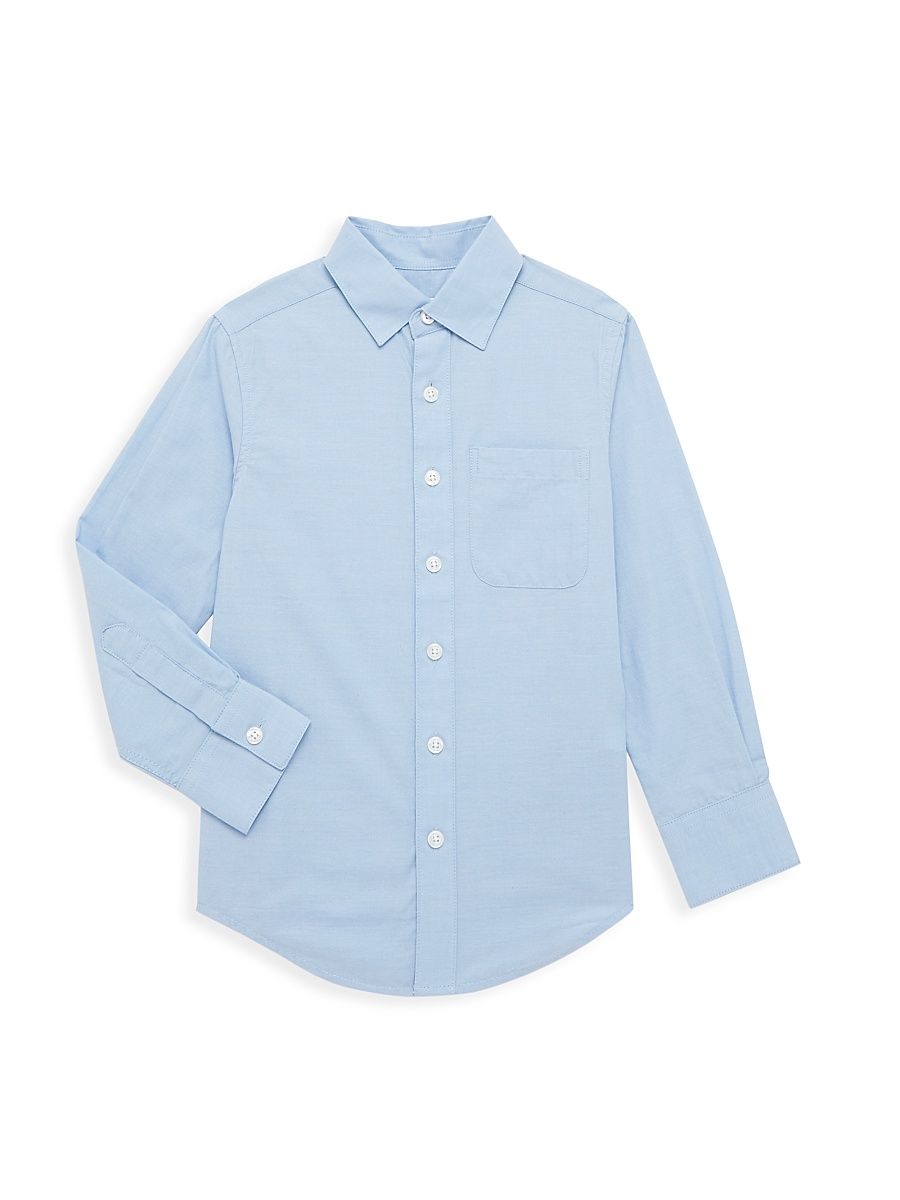 Little Boy's & Boy's Pindot Casual Cotton Button-Down Shirt - Blue - Size 4