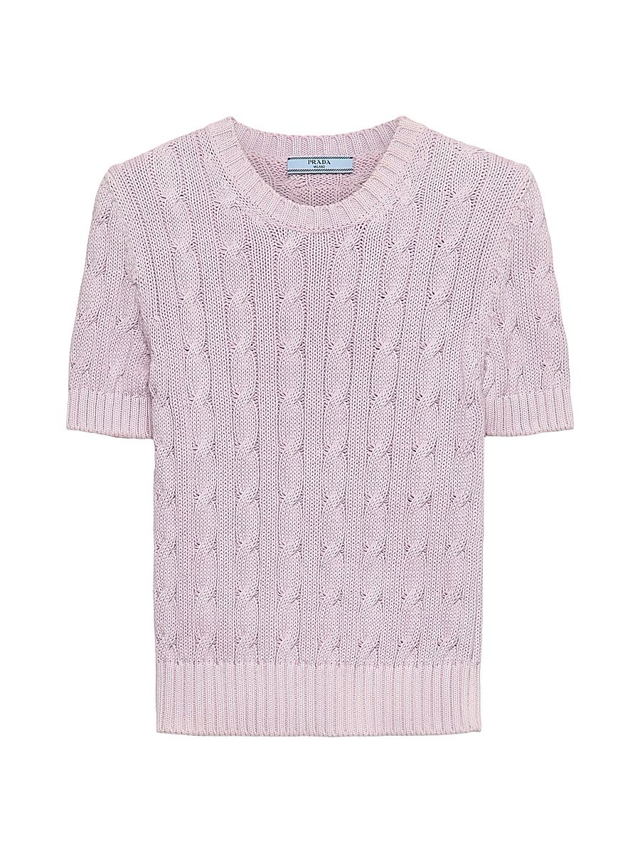 Women's Cotton Crew-Neck Sweater - Purple - Size 10