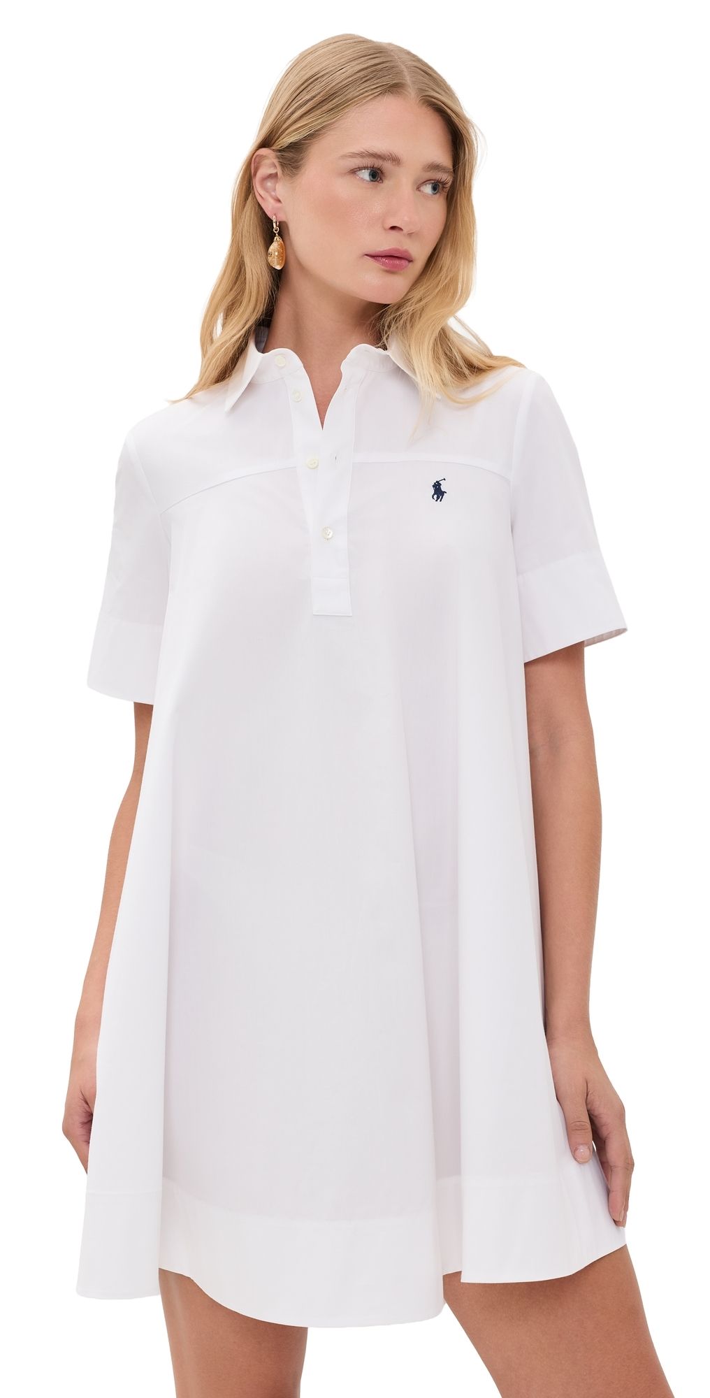 Polo Ralph Lauren Super Poplin Collared Short Sleeve Dress White 4
