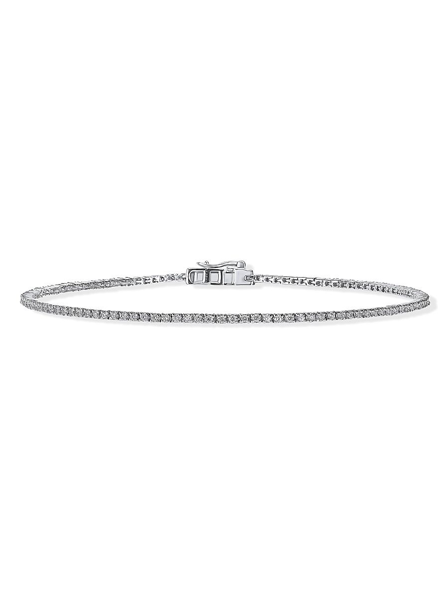 Women's Skinny 14K White Gold & 0.64 TCW Diamond Tennis Bracelet - White Gold - Size 7