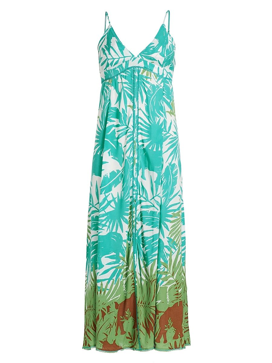 Women's Denise Long Floral Slip Dress - Blue Safari - Size XS
