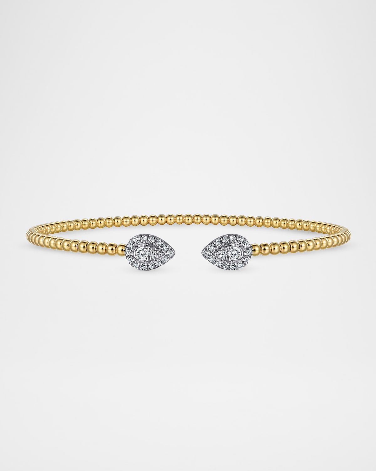 14K White and Yellow Gold Diamond Pear Shape Bujukan Bangle