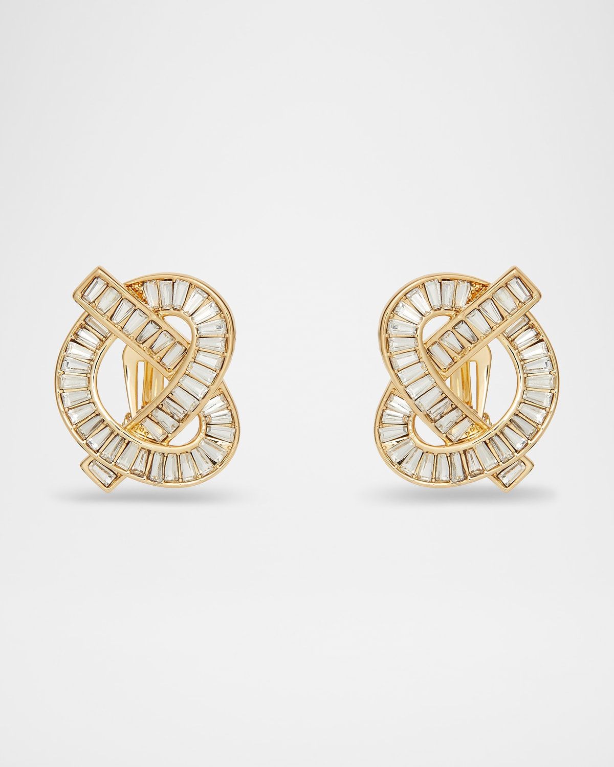 Crystal Pretzel Clip Earrings