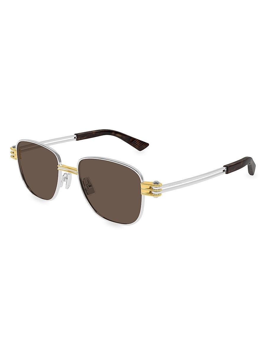 Men's Bolt 51MM Square Sunglasses - Silver Gold Brown
