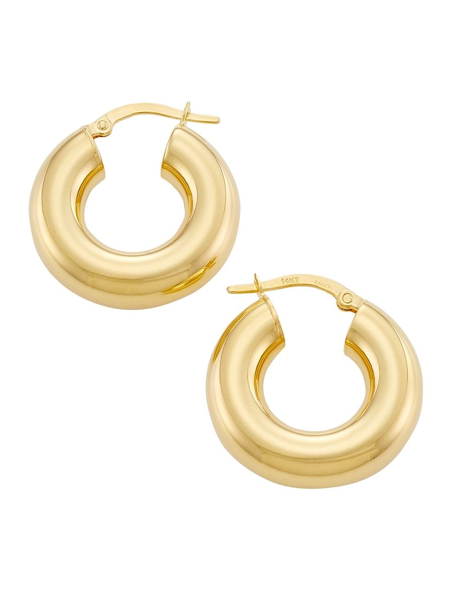 Women's 14K-Yellow-Gold Chunky Tube Hoop Earrings - Yellow Gold - Size Large