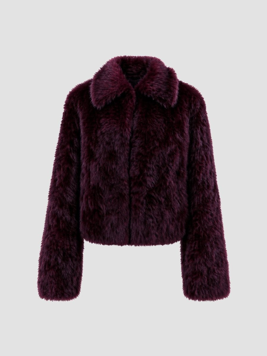 Joe's Jeans Women's The Lara Faux-Fur Crop Coat - Fig - Size XS