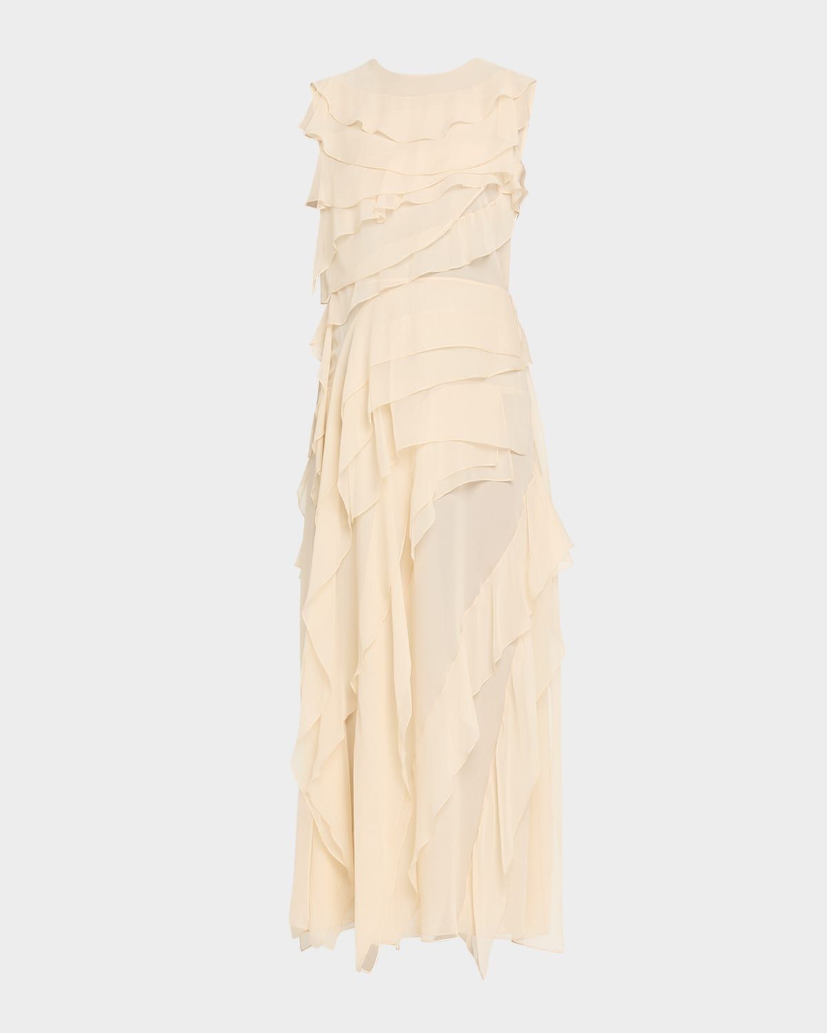 Gigi Sleeveless Ruffled Silk Maxi Dress