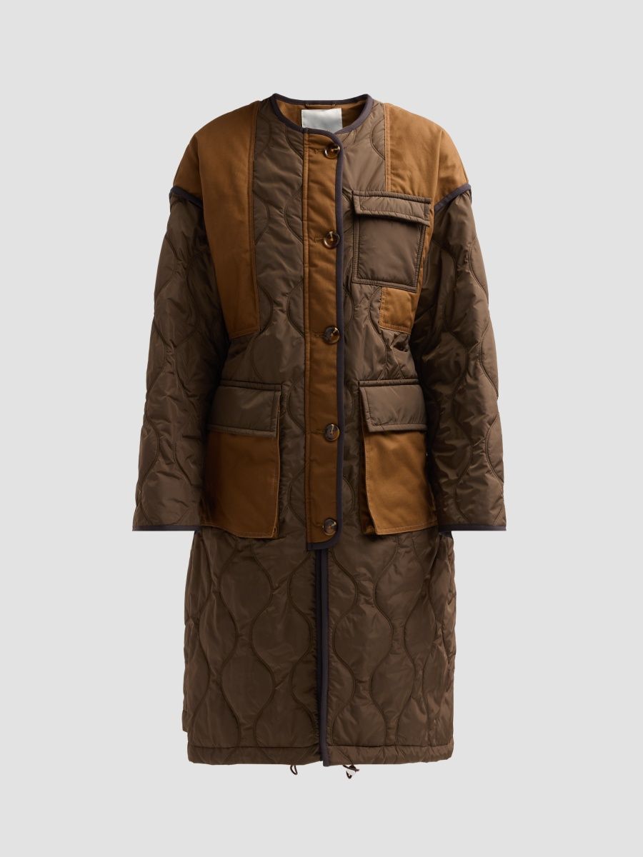 3.1 Phillip Lim Women's Quilted Nylon Combo Coat - Espresso Cacao - Size Medium