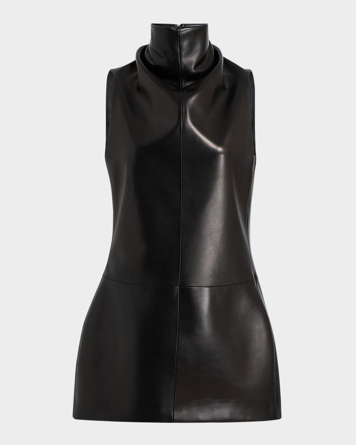 Daria Turtleneck Leather Mini Dress