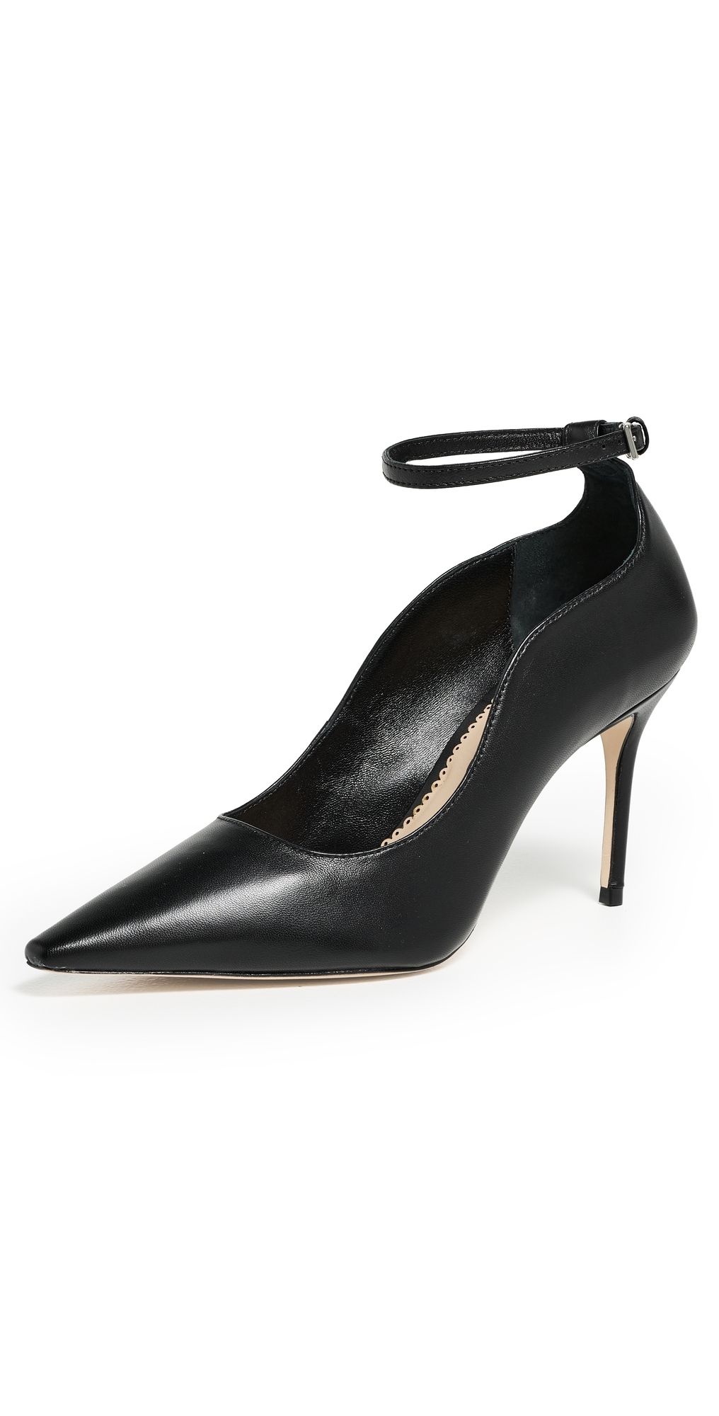 Cinq à Sept Riley Soft Curve Pointed Toe Ankle Strap Heels Black 39