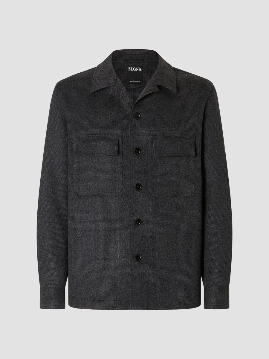 ZEGNA Men's Oasi Cashmere Overshirt - Dark Grey - Size XS