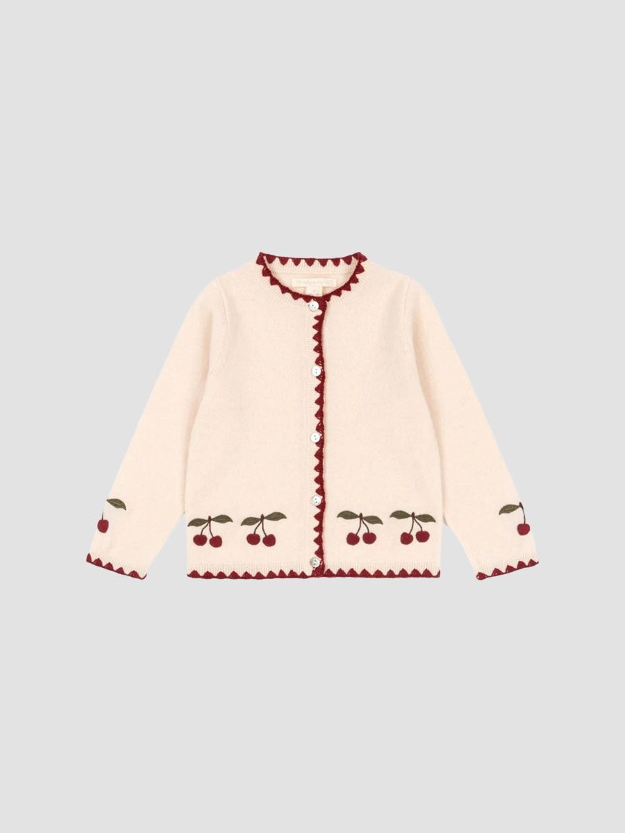 Konges Slojd Girl's Baby Girl's & Little Girl's Collette Cherry Embroidered Cardigan - Off White - Size 12 Months