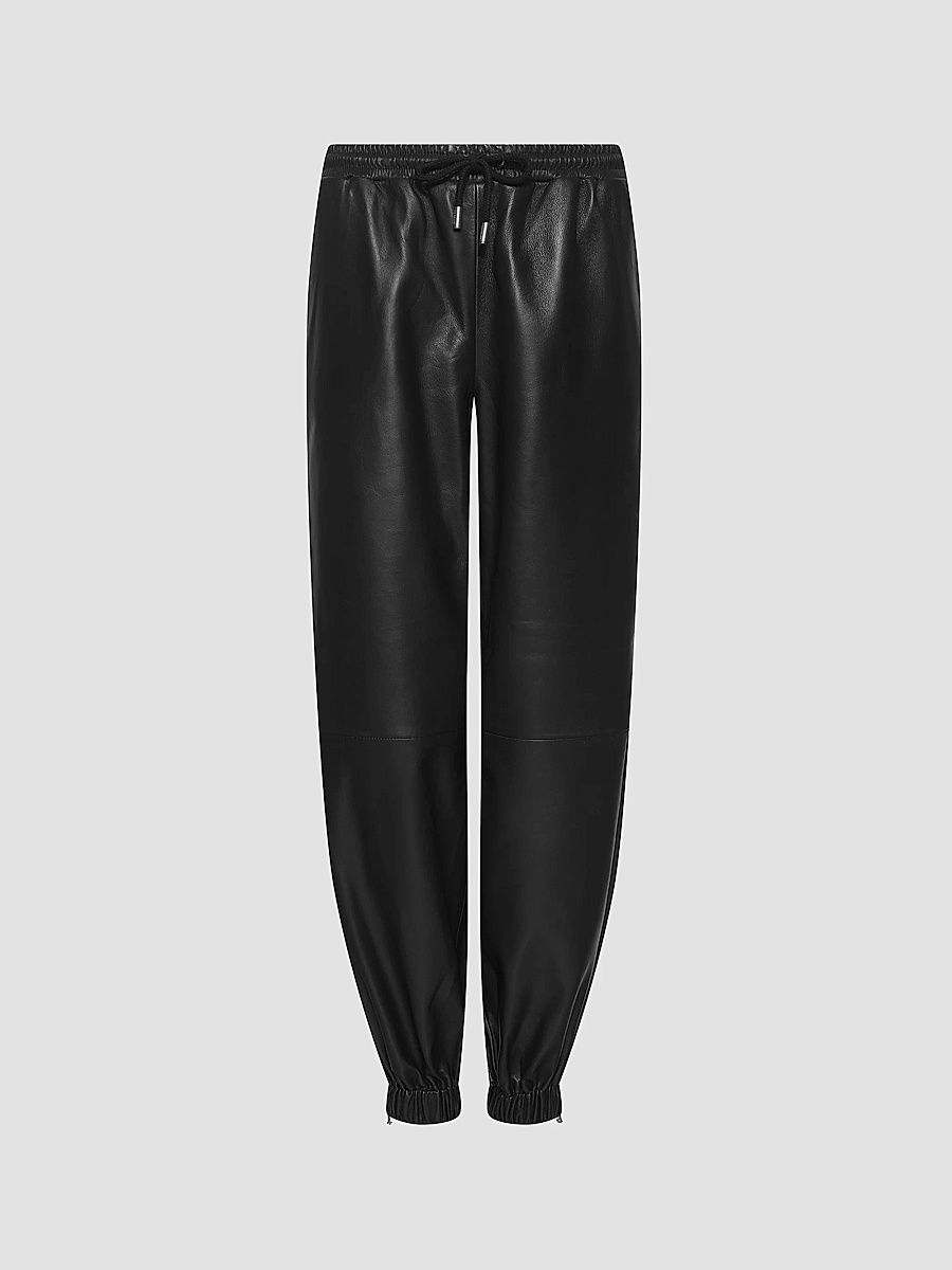 L'AGENCE Women's Mariko Faux-Leather Joggers - Black - Size XL