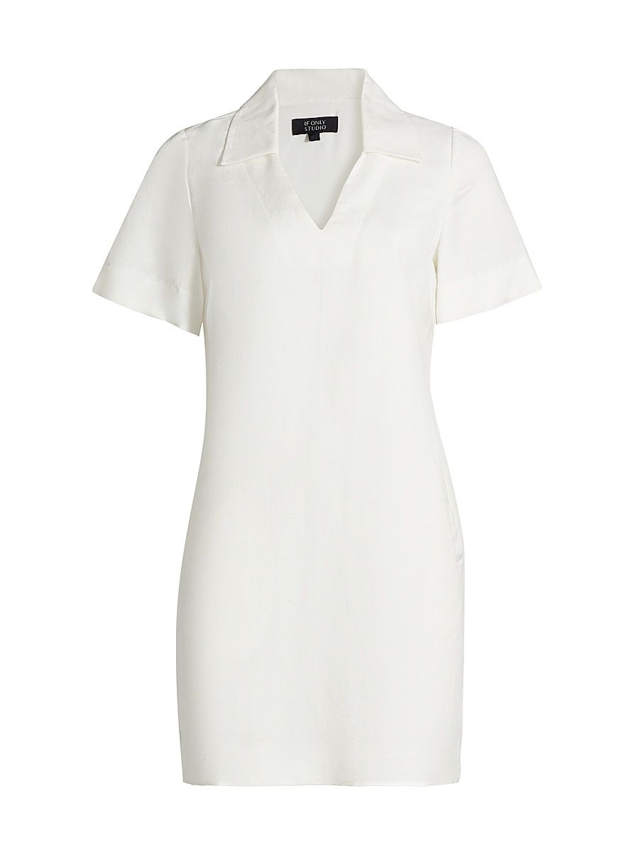 Women's Polo Linen-Blend Minidress - White - Size 8