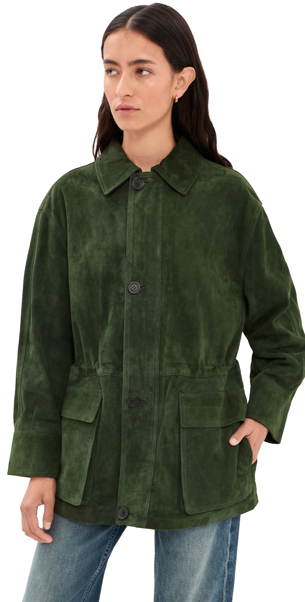 ARMA Maeve Lamb Suede Jacket Dark Green 40