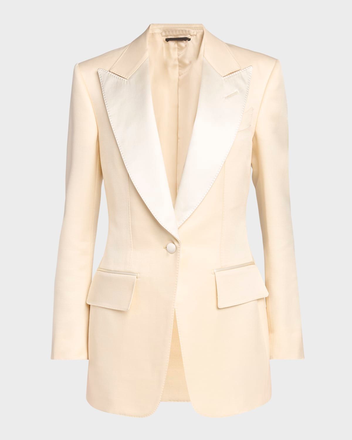 Lustrous Barathea Silk-Wool Single-Breasted Tuxedo Jacket