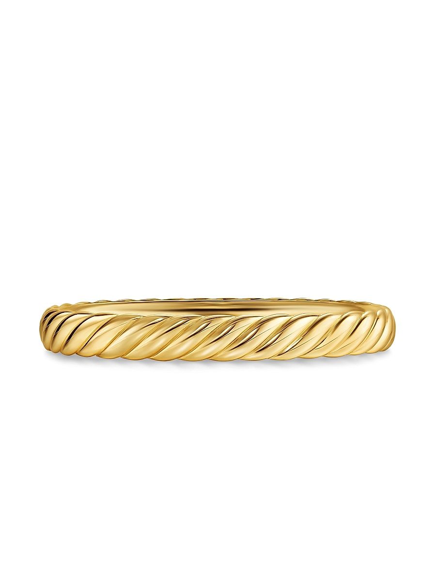 Women's Sculpted Cable Bangle Bracelet in 18K Yellow Gold, 8MM - Gold - Size XS