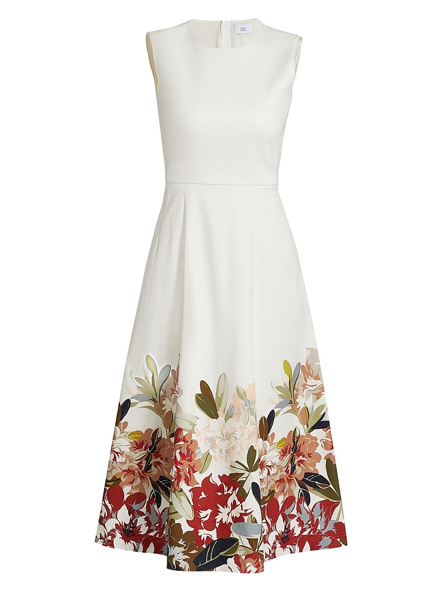 Women's Eloise Floral Cotton-Twill Midi-Dress - White Multi - Size 6