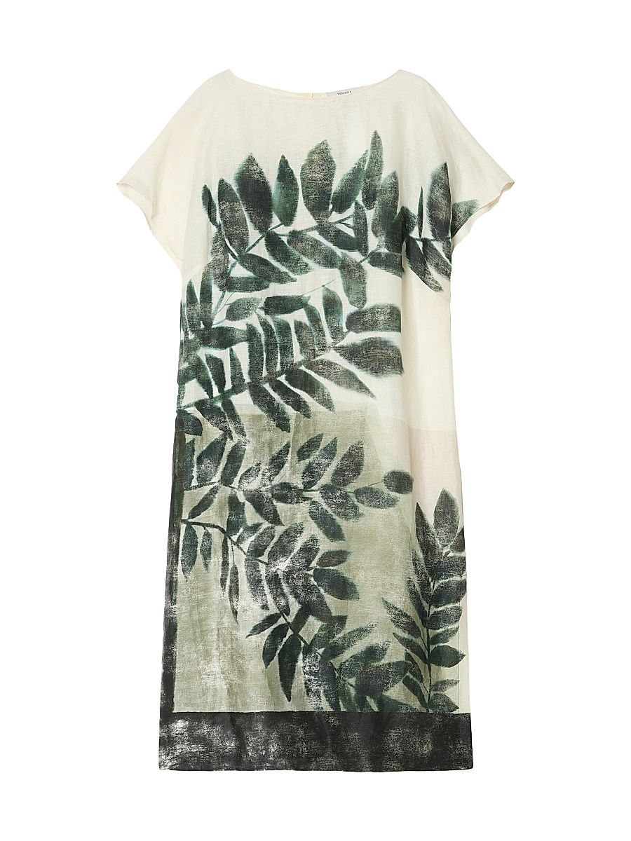 Women's Linen Canvas Dress - Olive Green - Size 16