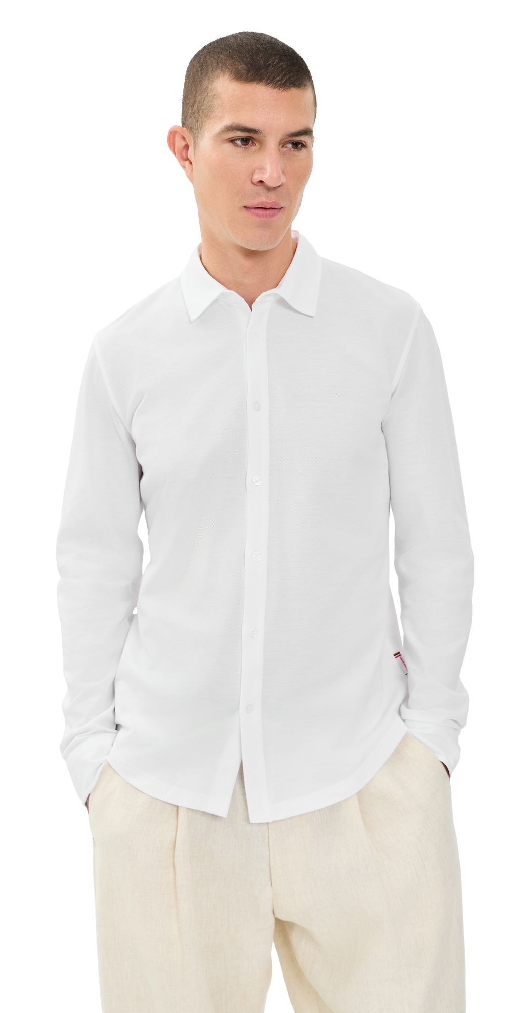 Orlebar Brown Giles Pique Knit Button Down White XXL
