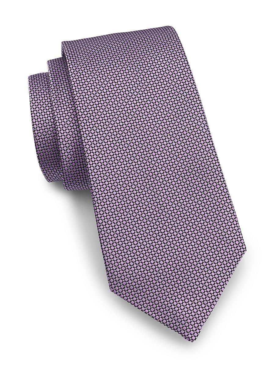 Men's Geometric Silk Tie - Light Purple