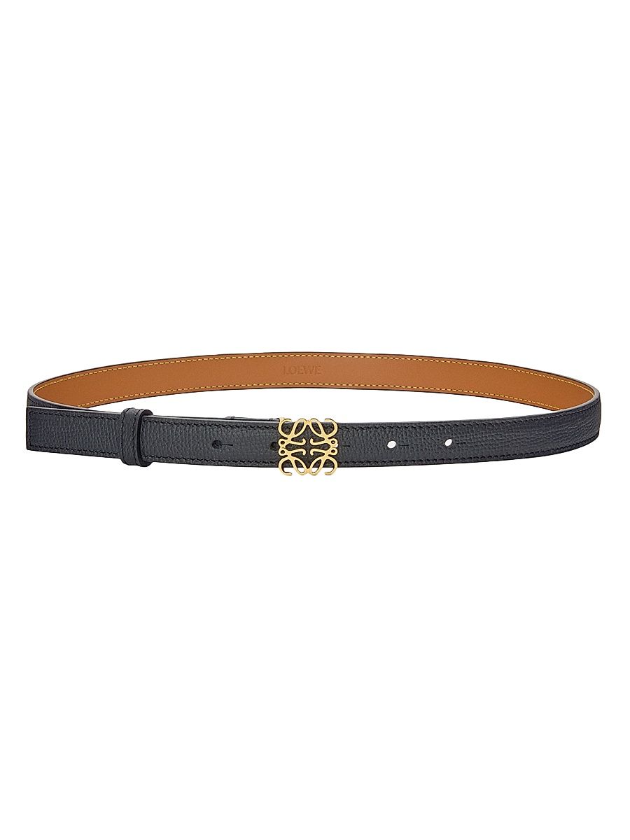 Women's Anagram Leather Belt - Black Gold - Size XS