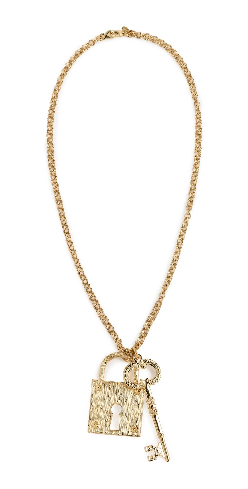 Kenneth Jay Lane Lock Pendant Necklace Gold One Size