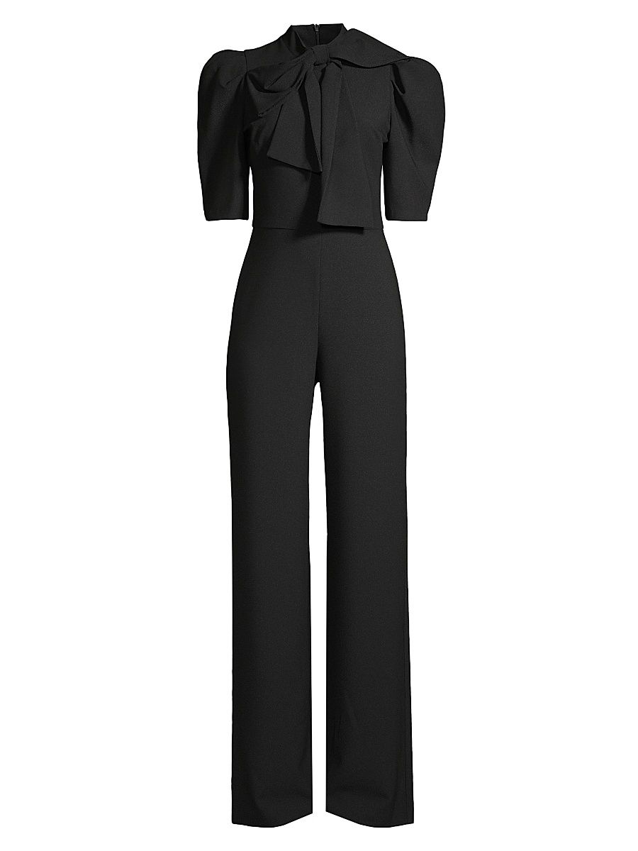 Women's Ara Bow Puff-Sleeve Jumpsuit - Black - Size 2