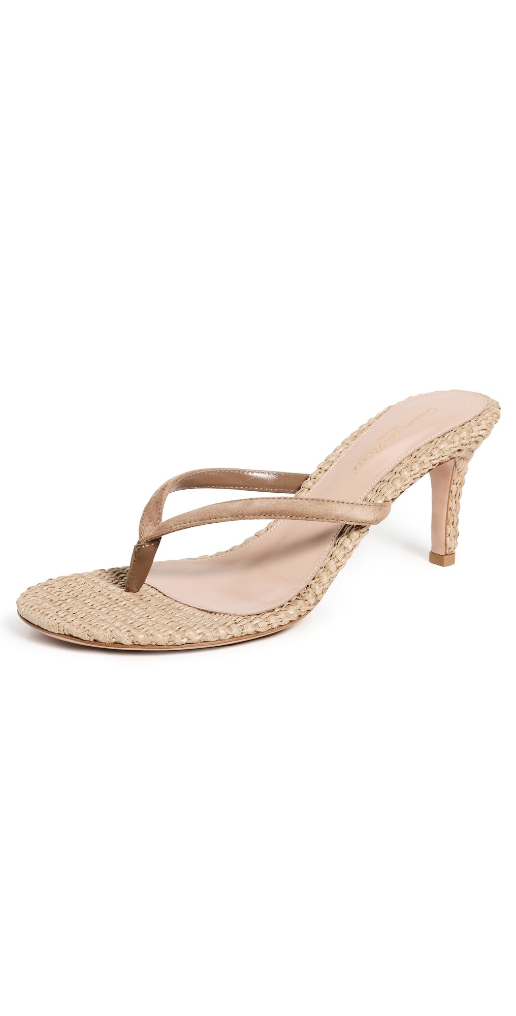 Gianvito Rossi Calypso Sandals 70mm Camel/Natural Camoscio/Raffia 35.5