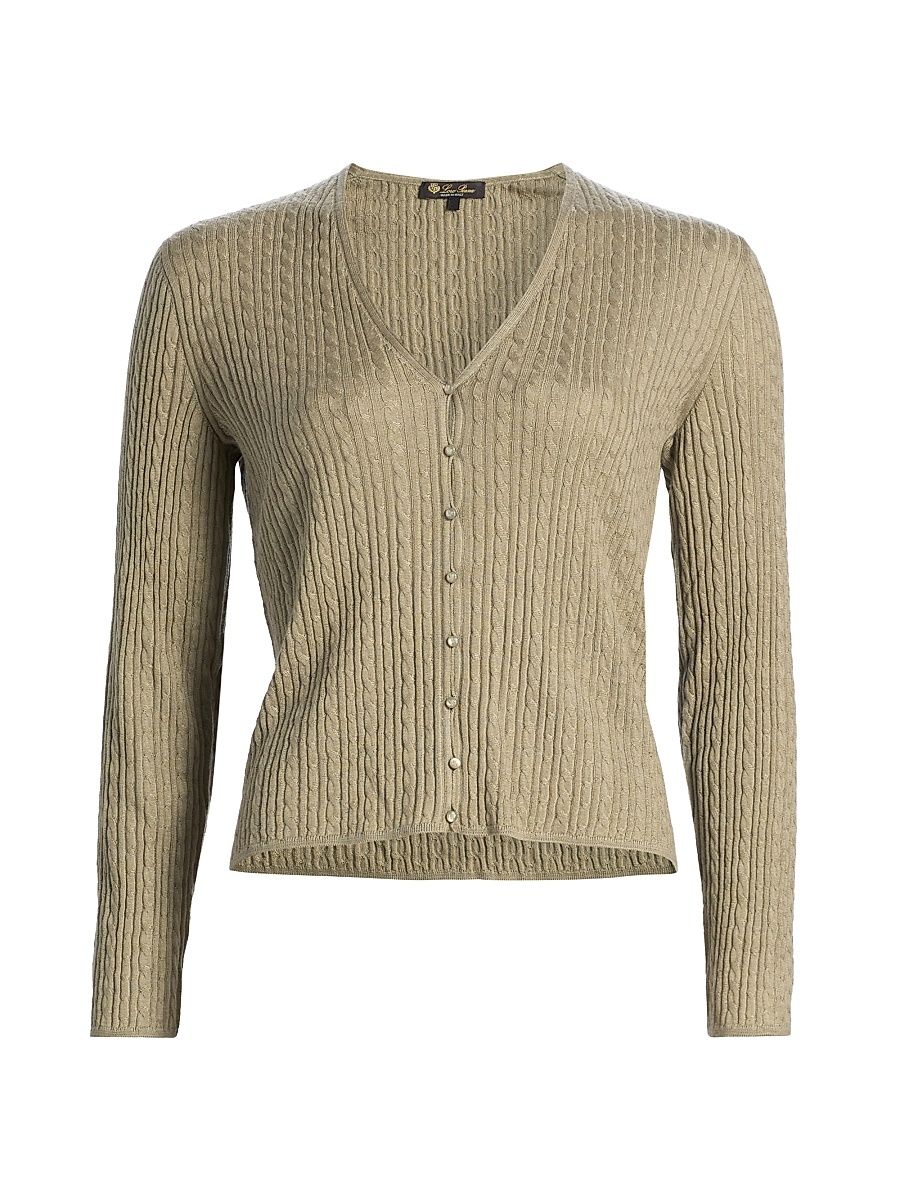 Women's Rimella Cashmere-Silk Cardigan - Dried Tarragon - Size 10