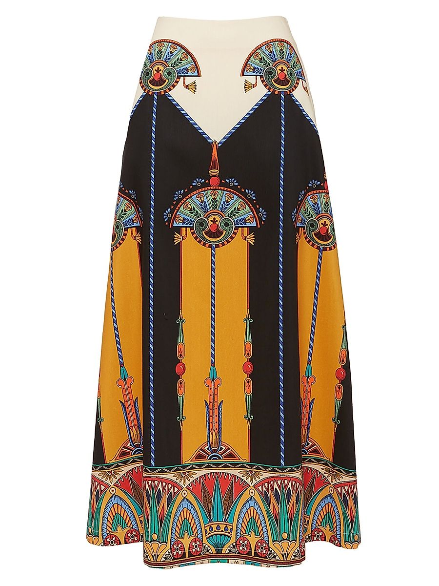 Women's A-Long Skirt - Aswan Place Ivory - Size Small