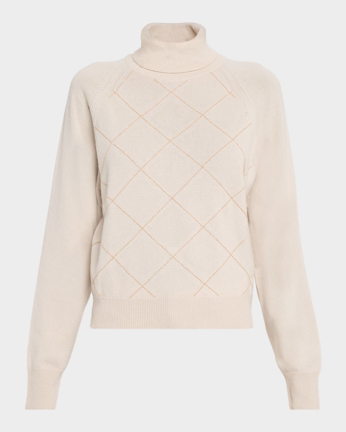 Diamond Wool, Silk, and Cashmere Turtleneck Sweater