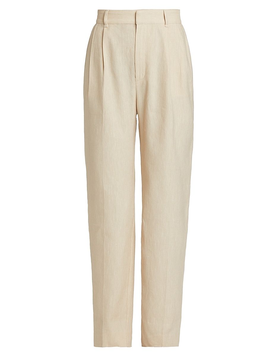 Women's Arlene Linen-Cotton Straight Pants - Khaki - Size 16