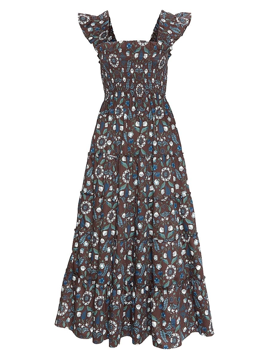 Women's The Ellie Maxi Nap Dress - Chocolate Swedish Floral - Size Large