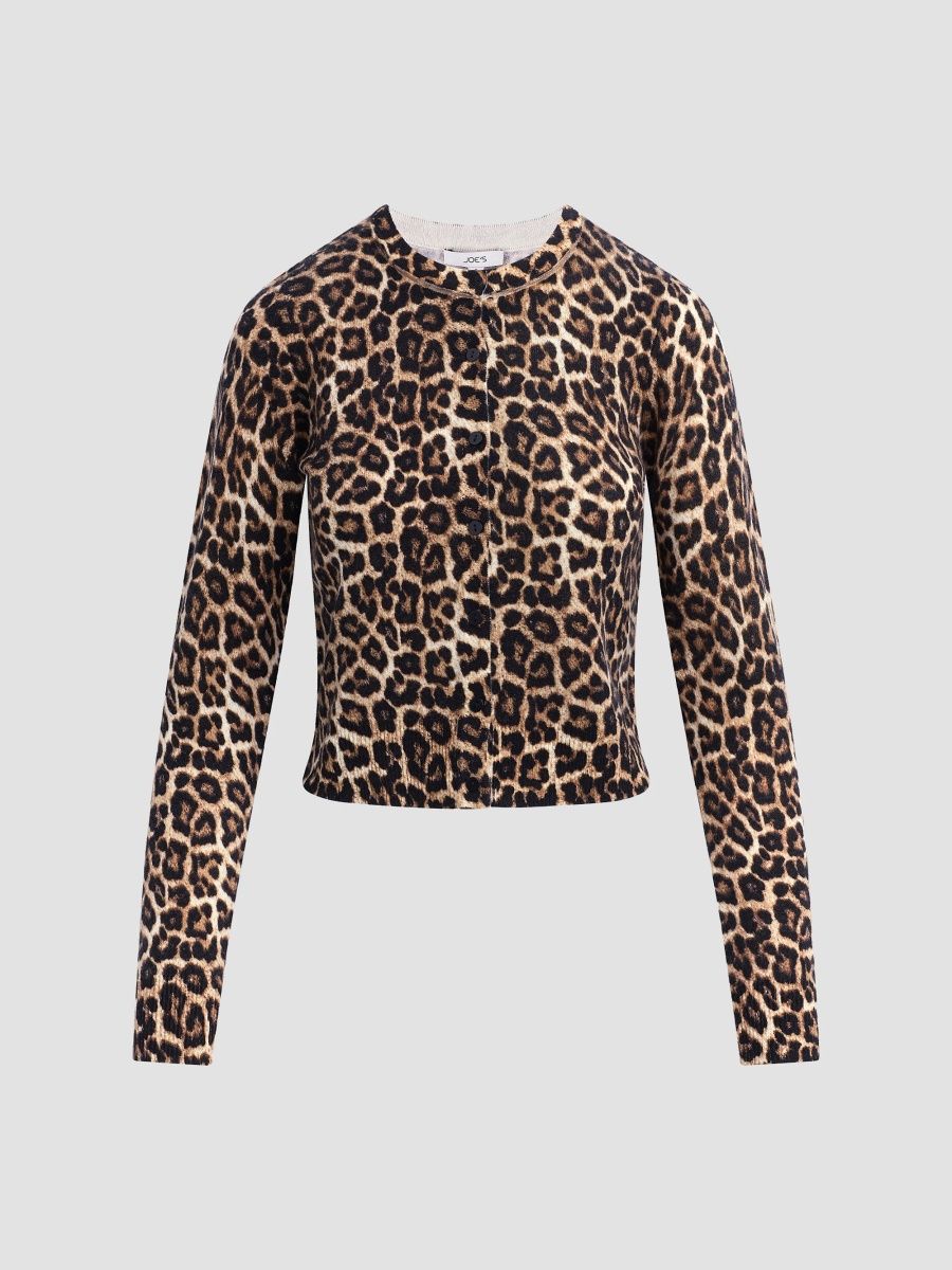 Joe's Jeans Women's The Leopard Dani Wool-Cashmere Cardigan - Leopard - Size Large