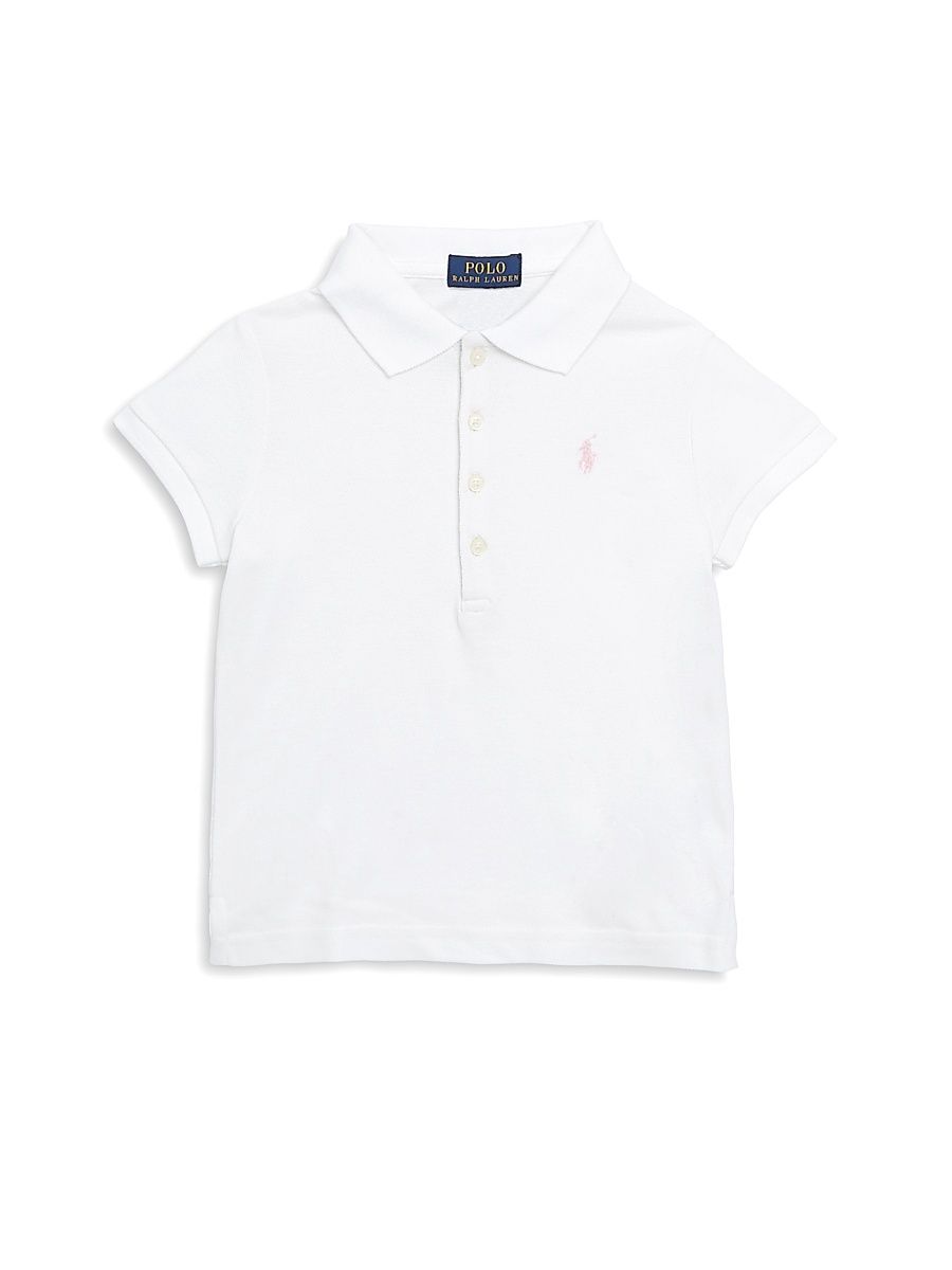 Little Girl's & Girl's Stretch Cotton Polo Shirt - White - Size 16