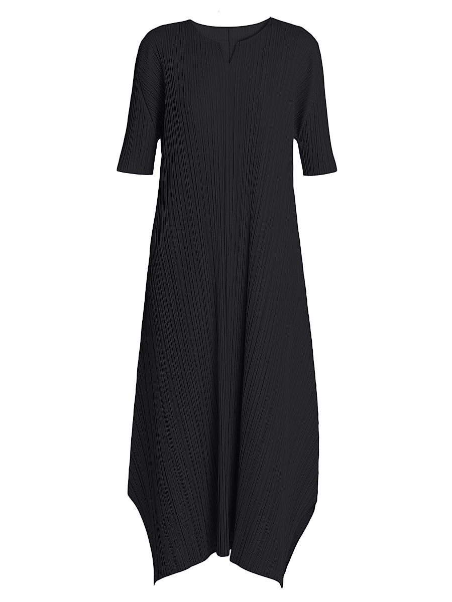 Women's Mellow Pleats Balloon Midi-Dress - Black - Size Large
